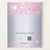 Silver roze glitter-monogram planner (Achterkant)