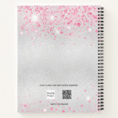 Silver roze glitter-naam monogram notitieboek (Achterkant)