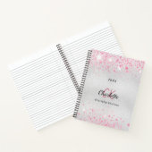 Silver roze glitter-naam monogram notitieboek (Binnen)