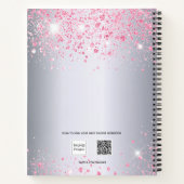 Silver roze glitter-naam monogram notitieboek (Achterkant)