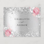 Silver roze witte floralen bruinkoolvis RSVP Flyer (Achterkant)