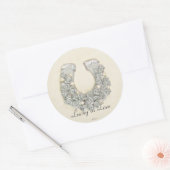 Silver Rozen Hoefijzer Weddenschap Handfasting Ronde Sticker (Envelop)