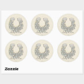 Silver Rozen Hoefijzer Weddenschap Handfasting Ronde Sticker (Vel)