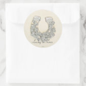 Silver Rozen Hoefijzer Weddenschap Handfasting Ronde Sticker (Tas)