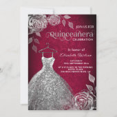 Silver rozen trendy sequins kleden Quinceañera in Kaart (Voorkant)