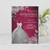 Silver rozen trendy sequins kleden Quinceañera in Kaart (Staand voorkant)