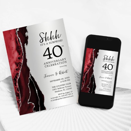 Silver Ruby Red Surprise 40e Jubileum Kaart