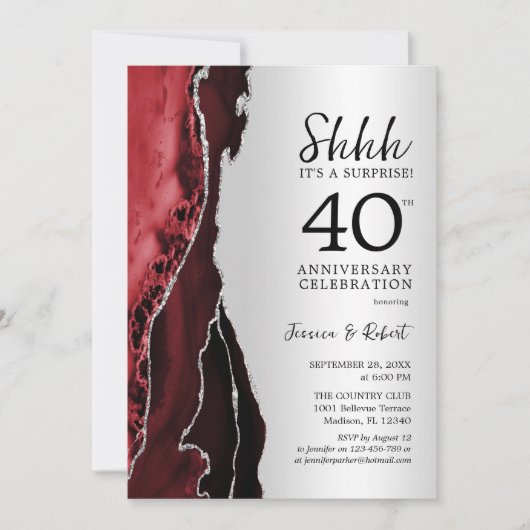 Silver Ruby Red Surprise 40e Jubileum Kaart (Voorkant)