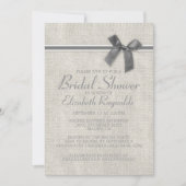 Silver Rustic Burlap Bridal Shower Invitations Kaart (Voorkant)