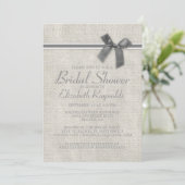 Silver Rustic Burlap Bridal Shower Invitations Kaart (Staand voorkant)