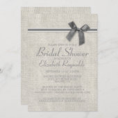 Silver Rustic Burlap Bridal Shower Invitations Kaart (Voorkant / Achterkant)