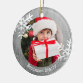 Silver Rustic Circle Photo Snowflakes Keramisch Ornament (Links)