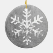 Silver Rustic Circle Photo Snowflakes Keramisch Ornament (Achterkant)