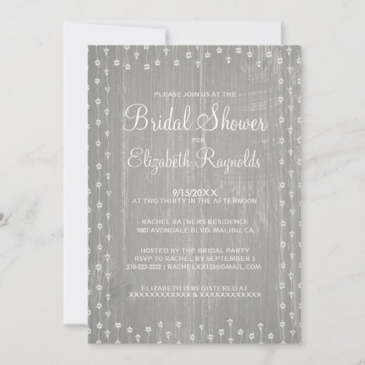 Silver Rustic Country Bridal Shower-uitnodigingen Kaart (Voorkant)