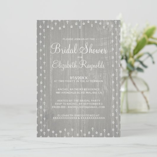 Silver Rustic Country Bridal Shower-uitnodigingen Kaart (Staand voorkant)