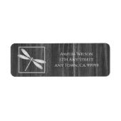 Silver Rustic Dragonfly Return Address Label (Voorkant)