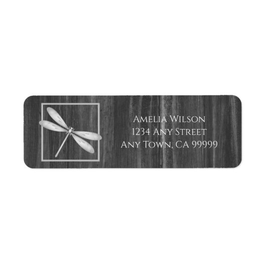 Silver Rustic Dragonfly Return Address Label (Voorkant)