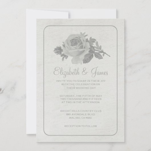 Silver Rustic Floral/Flower Wedding Invitations Kaart (Voorkant)