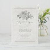 Silver Rustic Floral/Flower Wedding Invitations Kaart (Staand voorkant)