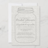 Silver Rustic Mason Jar Bridal Shower-uitnodiginge Kaart (Voorkant)