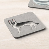 Silver Sable Duitse Herder Cartoon GSD Dog Bier Onderzetter (Linkerzijde)