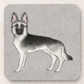 Silver Sable Duitse Herder Cartoon GSD Dog Bier Onderzetter (Voorkant)