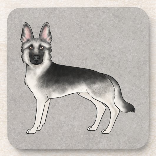 Silver Sable Duitse Herder Cartoon GSD Dog Bier Onderzetter (Voorkant)
