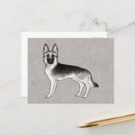 Silver Sable Duitse Herder Cartoon GSD Dog Grey Briefkaart