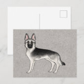 Silver Sable Duitse Herder Cartoon GSD Dog Grey Briefkaart (Voorkant / Achterkant)
