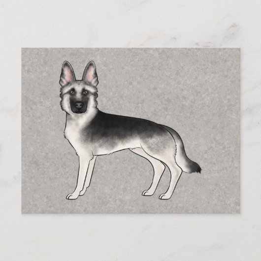 Silver Sable Duitse Herder Cartoon GSD Dog Grey Briefkaart (Voorkant)