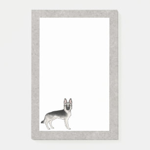 Silver Sable Duitse Herder Cartoon GSD Dog Grey Post-it® Notes