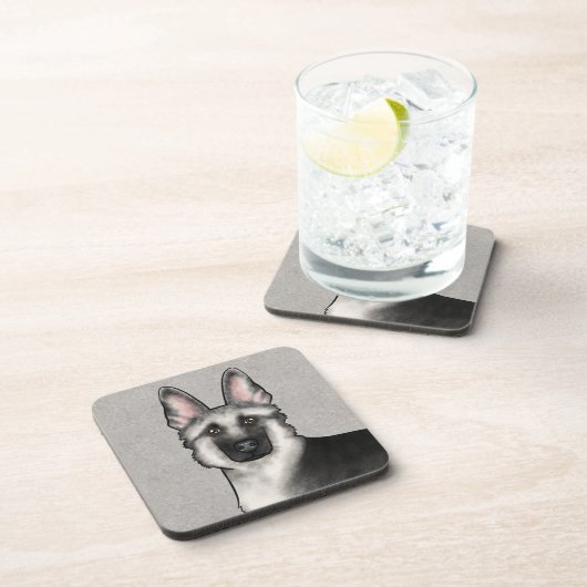 Silver Sable Duitse Herder Hond Hoofd Close-up Bier Onderzetter (Rechterzijde)