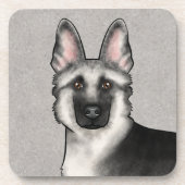 Silver Sable Duitse Herder Hond Hoofd Close-up Bier Onderzetter (Voorkant)