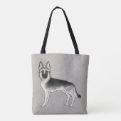 Silver Sable Duitse Herder Schattige Cartoon Dog G Tote Bag (Achterkant)