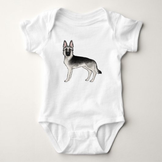 Silver Sable Duitse Herder Schattige GSD Dog Graph Romper (Voorkant)