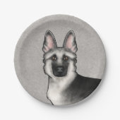 Silver Sable Duitse herder Schattige hondenhoofd Papieren Bordje (Voorkant)