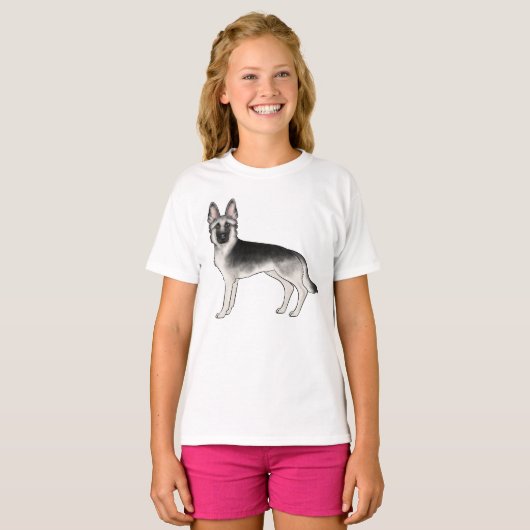 Silver Sable Duitse herder Schattige hondenillustr T-shirt (Voorkant volledig)