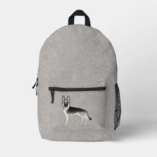 Silver Sable Duitse Herder Schattigee Cartoon Dog Bedrukte Rugzak (Voorkant)