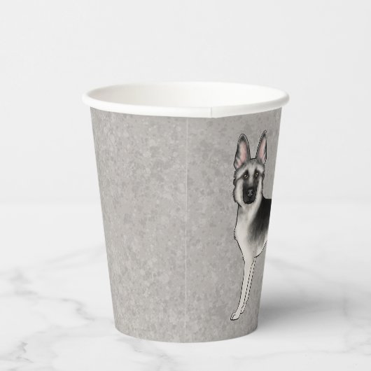 Silver Sable Duitse Herder Schattigee Cartoon Dog Papieren Bekers (Rechts)