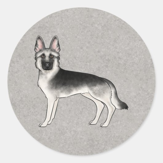 Silver Sable Duitse Herder Schattigee Cartoon Dog Ronde Sticker (Voorkant)