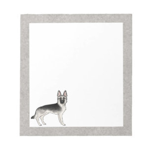 Silver Sable Duitse Herder Schattigee Cartoon GSD  Notitieblok