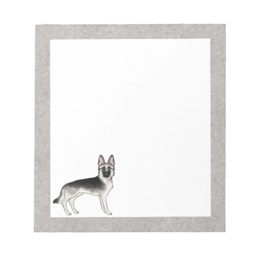 Silver Sable Duitse Herder Schattigee Cartoon GSD  Notitieblok (Voorkant)