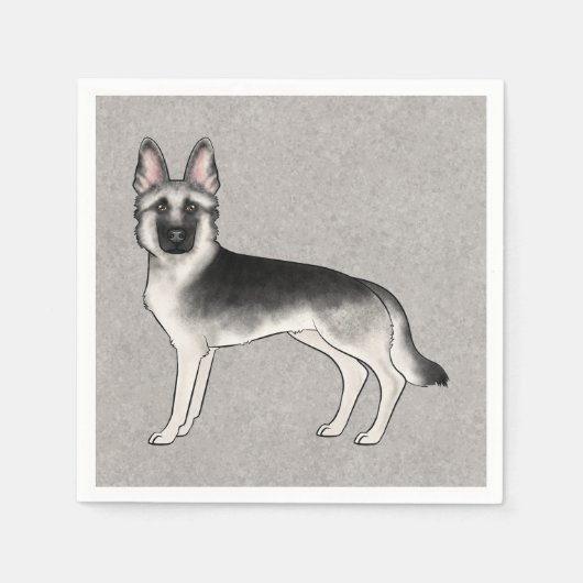 Silver Sable Duitse Herder Schattigee Cartoon GSD  Servet (Voorkant)