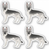 Silver Sable Duitse herder Schattigee cartoon hond Sticker (Voorkant)