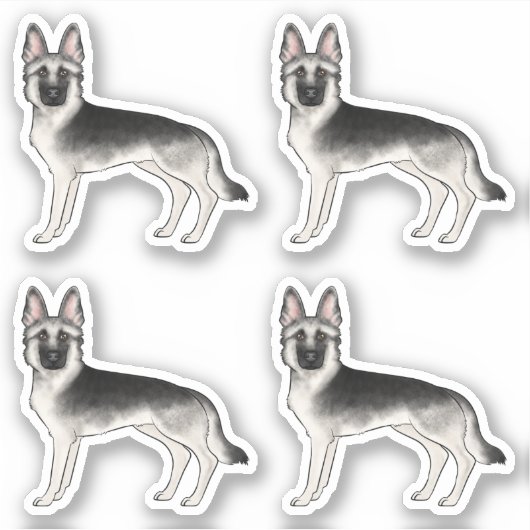 Silver Sable Duitse herder Schattigee cartoon hond Sticker (Voorkant)