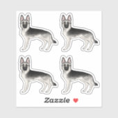Silver Sable Duitse herder Schattigee cartoon hond Sticker (Vel)