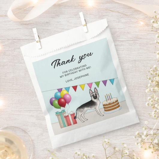 Silver Sable Duitse Herder Verjaardag Dank u Bedankzakje (Geknipt)