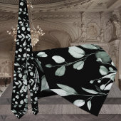 Silver Sage & Black Eucalyptus Greenery Wedding Stropdas