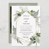 Silver Sage Botanical Greenery Gold Lijst QR-code Kaart (Voorkant / Achterkant)