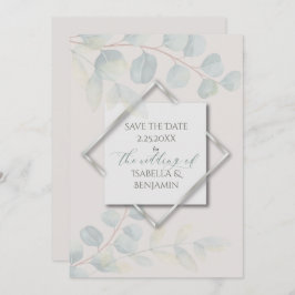 Silver Sage Eucalyptus Bewaar de datum Kaart